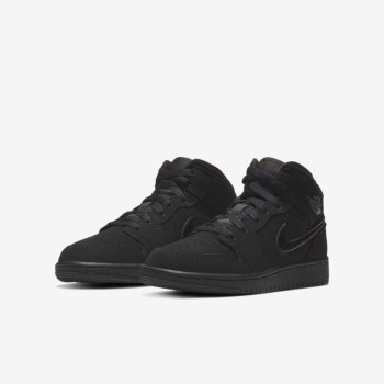 Nike Air Jordan 1 Mid - Nagyobb Gyerek Utcai Cipő - Fekete/Fekete/Fekete